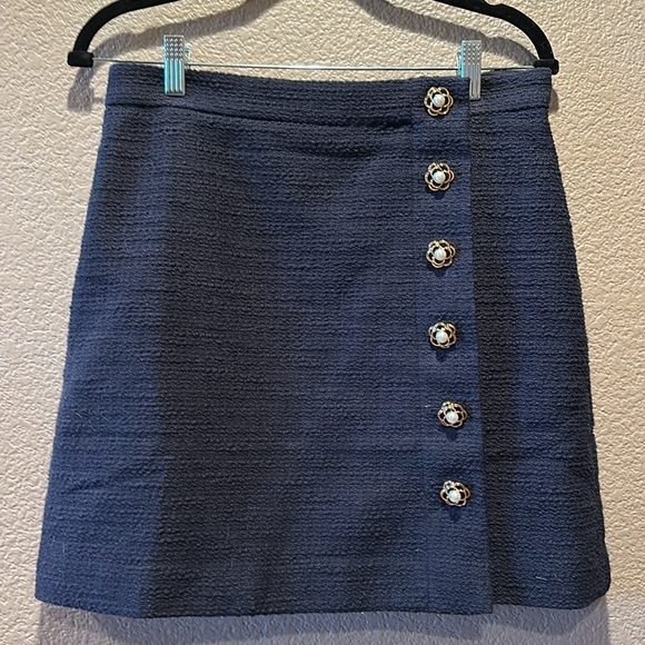 Ann Taylor Tweed Button Wrap Skirt - Picture 3 of 6